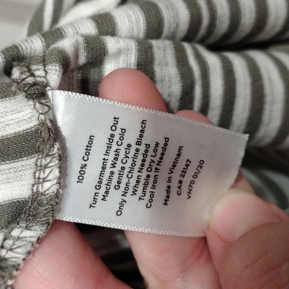 Talbots Olive Stripe Side Tie 100% Cotton Sleeveless Midi Dress Sz L-Beach - Picture 5 of 6